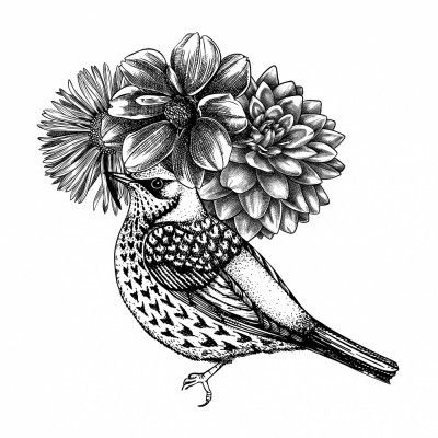 Wildlife Poster - Bird in flowers