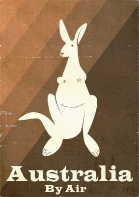 Australia Kangaroo Travel Poster