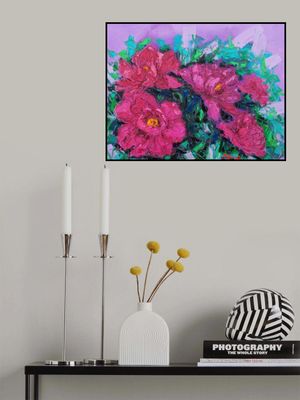 red peony oil on canvas