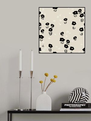 Minimalistic Wildflower black and white pattern