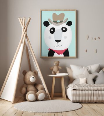 Funny Panda with Cowboy Hat by Artist Carla Daly