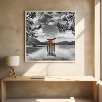 Vermilion torii of the Itsukushima Shrine on Miyajima - colorkey