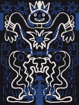 Chalk drawing cowboy