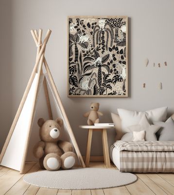 Jungle adventure bohemian black pattern