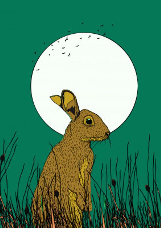Moonlit Hare Scene