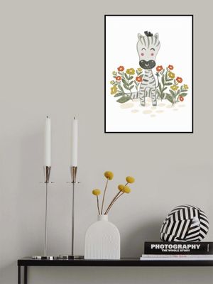 Zebra in floral garden