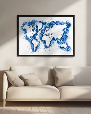 Blue strokes world map
