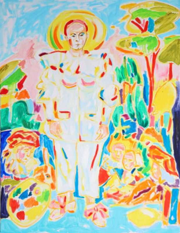 Self Portrait after Pierrot de Watteau, Tamara Jare, oil on canvas, 2025