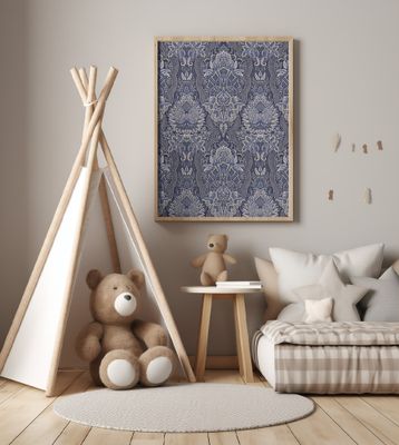 Ornate Floral Elegance Midnight Blue