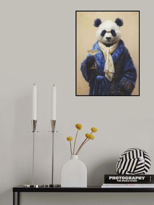 Panda In Blue Velvet Robe
