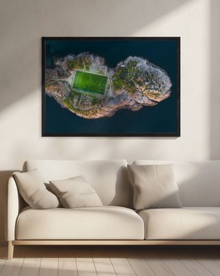 Football field on the edge of the world