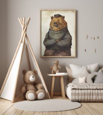 Bear Dressed In A Sweater And Cap