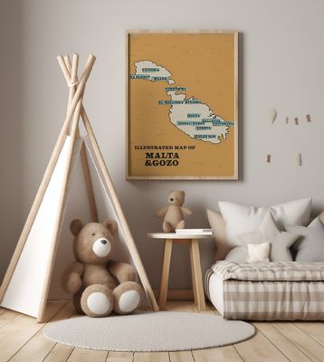 Illustrated Map Of Malta &amp; Gozo