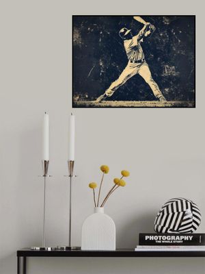 Baseball Player Bat Blue Retro