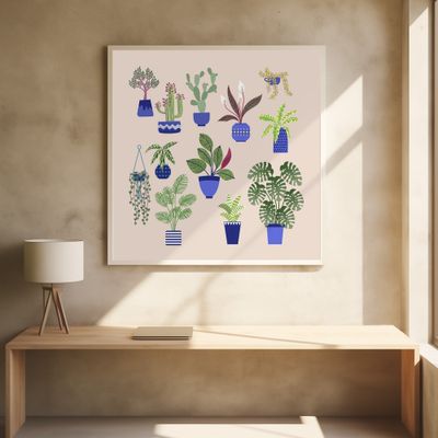 Houseplants Cacti and Succulents On Blush Pink