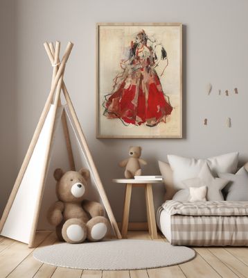 Woman in a Vibrant Red Dress