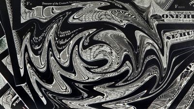 Dollar Bill Abstract 100 Black