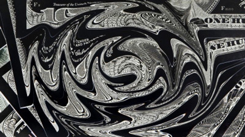 Dollar Bill Abstract 100 Black