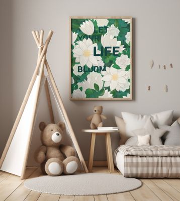 White Flowers with Lush Green Leaves