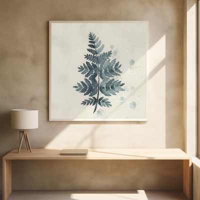 Teal watercolor fern 1