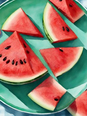 Melon slices on a plate