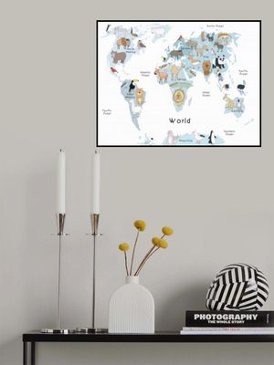 Illustrated Map of the World with Cute Animals