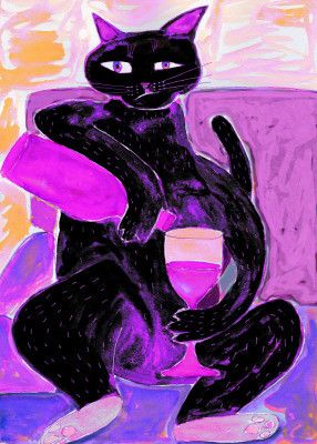 Big Black Cat Wining Down