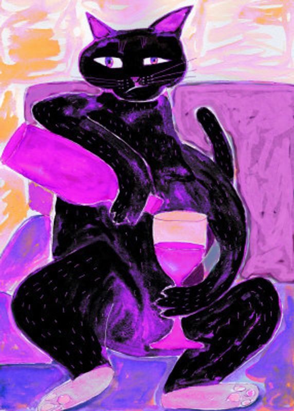 Big Black Cat Wining Down