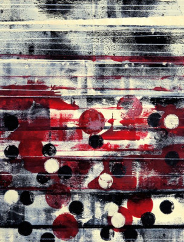 Bold Red Black and White Circular Designs