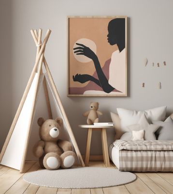 Minimal Abstract Art Sunset Girl