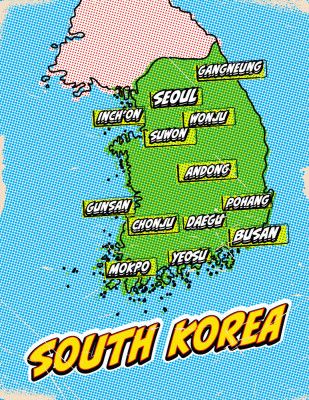 South Korea Pop Art Map