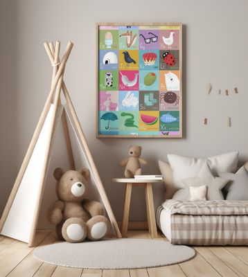 Colorful Alphabet Illustrated Squares