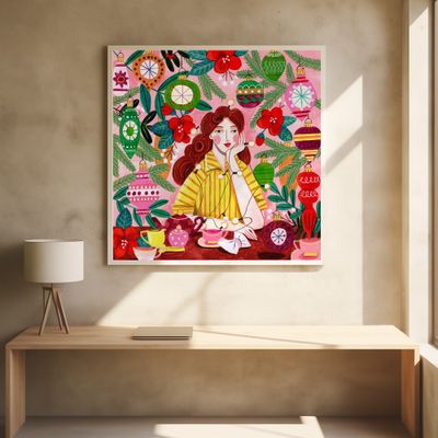 Retro Christmas Santa Woman