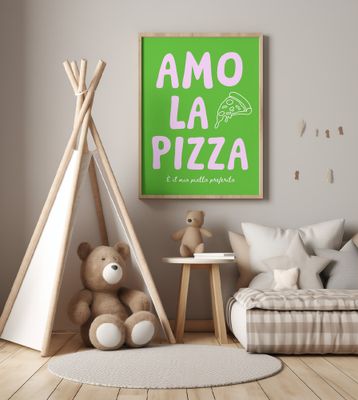 Amo la pizza - green/rose