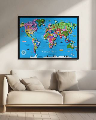 Illustrated World Map with Countries and Continents by Carla Daly