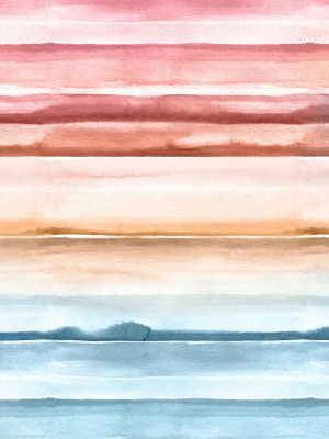 Watercolor Stripes Summer Sunset Ii