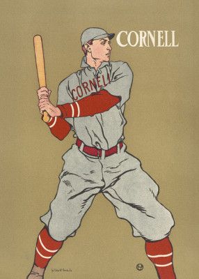 Vintage Drawing of a Baseball Player Holding a Bat