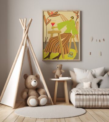 Just one glass.  Lady drinking wine