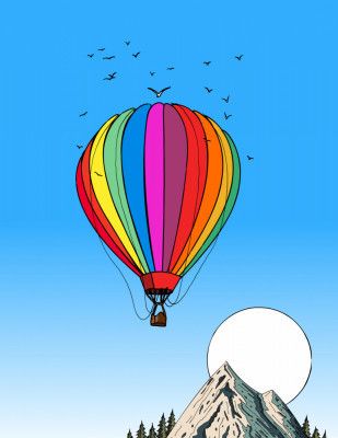 Balloon High above the Mountains