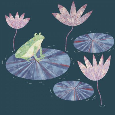 Frog On A Lily Pad Blue