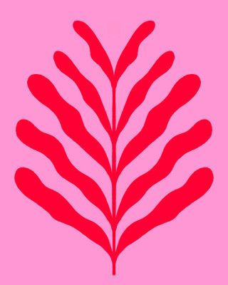 Minimalist Red Abstract Leaf