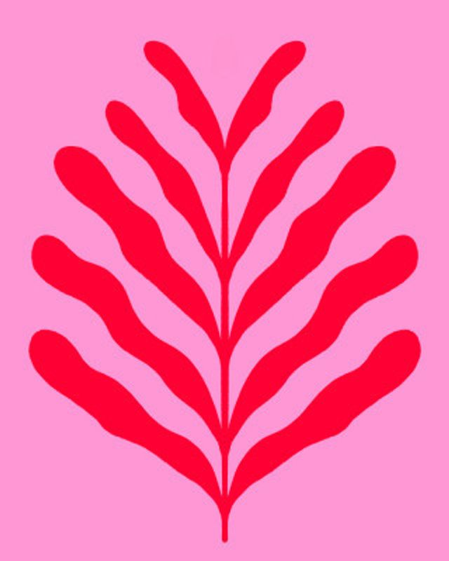 Minimalist Red Abstract Leaf