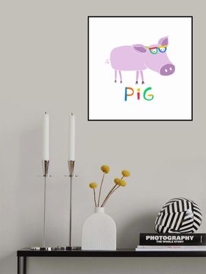 Cute Pink Pig with Funny Colorful Glasses by Artist Carla Daly
