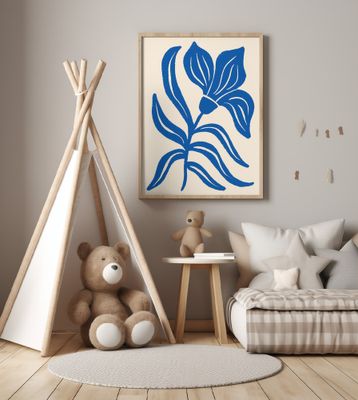 Abstract Blue Stylized Tulip