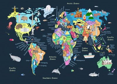Educational Illustrated Map of the World for Kids