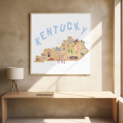 Illustrated Map of Kentucky by Artist Carla Daly