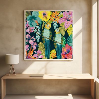 Parrots Tropical Floral Jungle