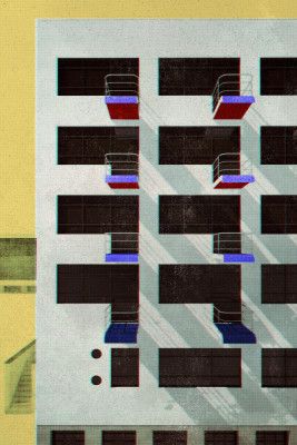 Bauhaus Dessau architecture in vintage magazine style V