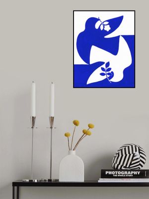 Abstract Birds Blue and White