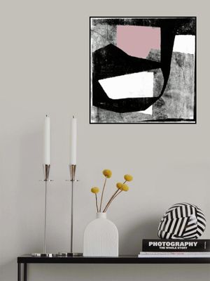 Pink and Black Abstract Shapes Print No1